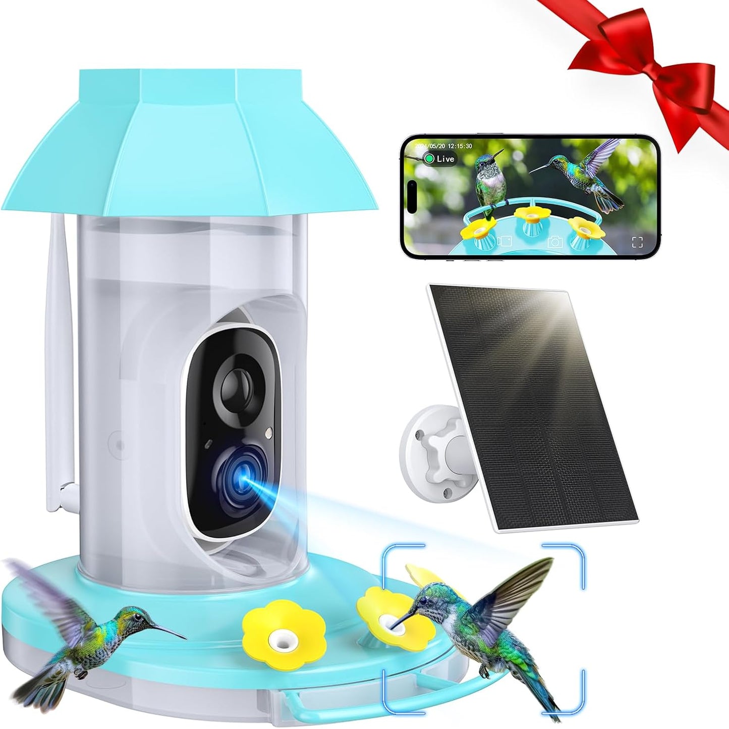 HD Bird Feeder w/ Solar Camera, AI Bird ID ~