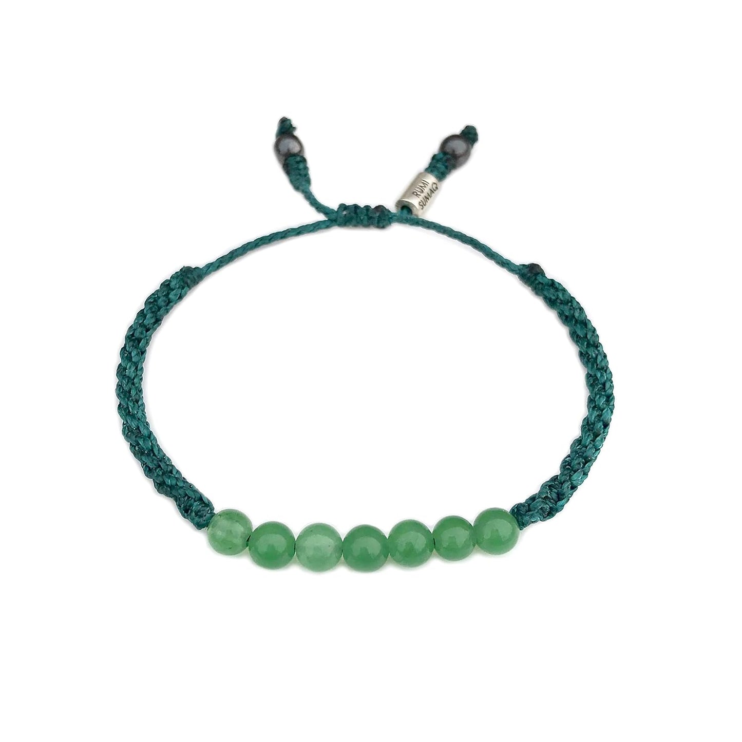Green Jade Bead Bracelet - Adjustable Unisex Macrame Bangle