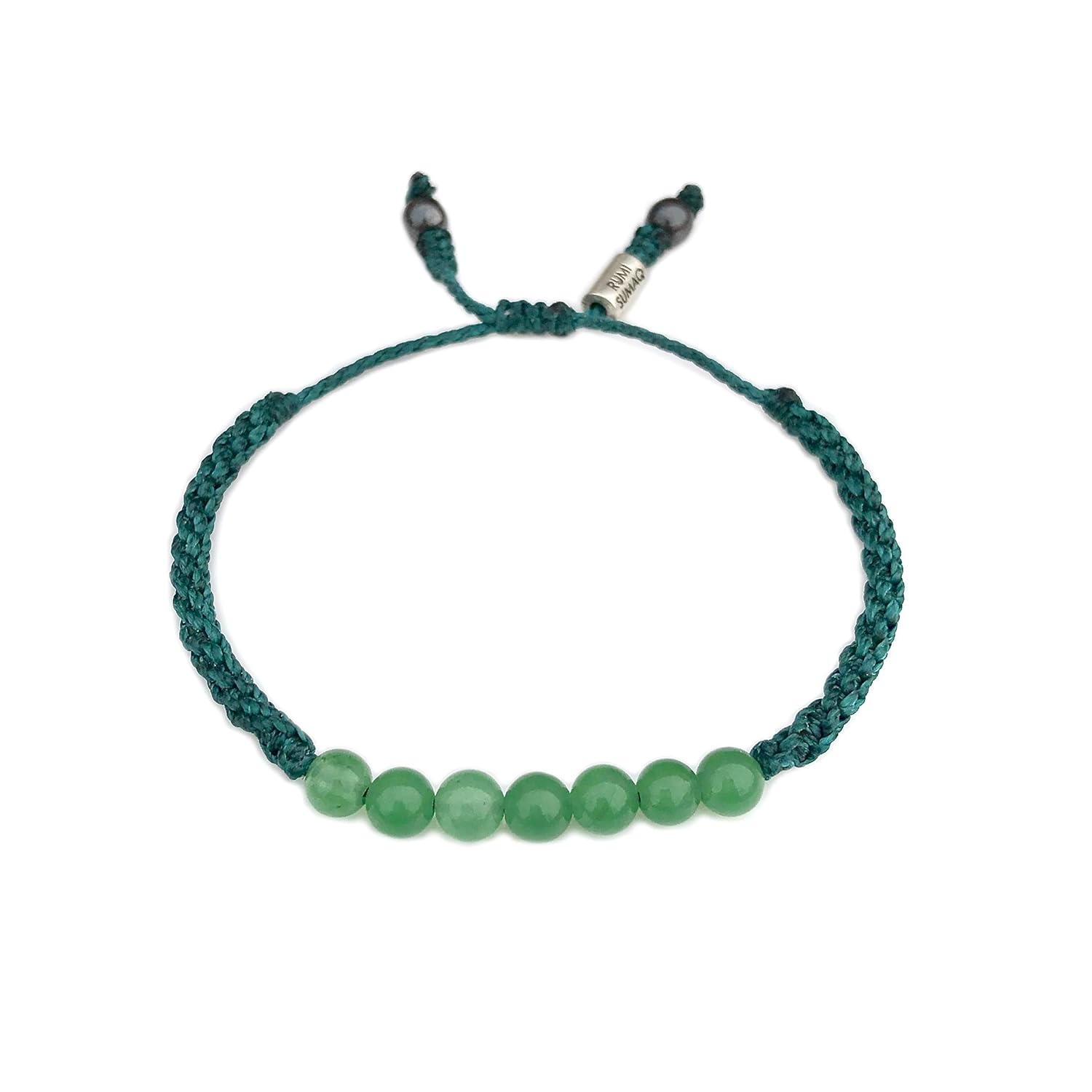 Green Jade Bead Bracelet - Adjustable Unisex Macrame Bangle