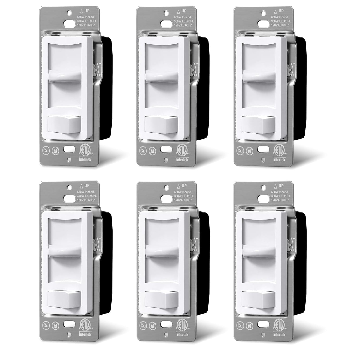 BESTTEN 6 Pack Super Slim Dimmer Switch for LED and CFL Bulbs