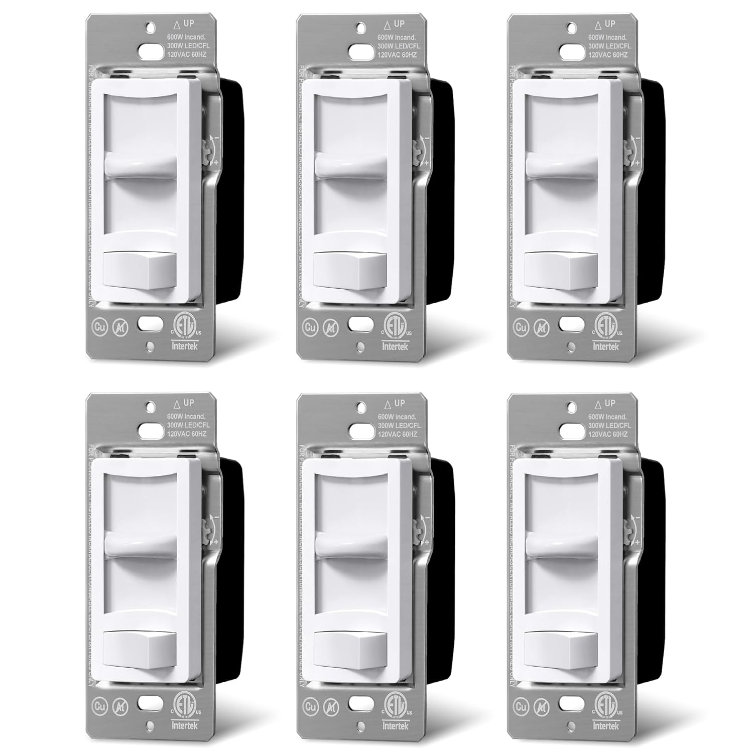 BESTTEN 6 Pack Super Slim Dimmer Switch for LED and CFL Bulbs