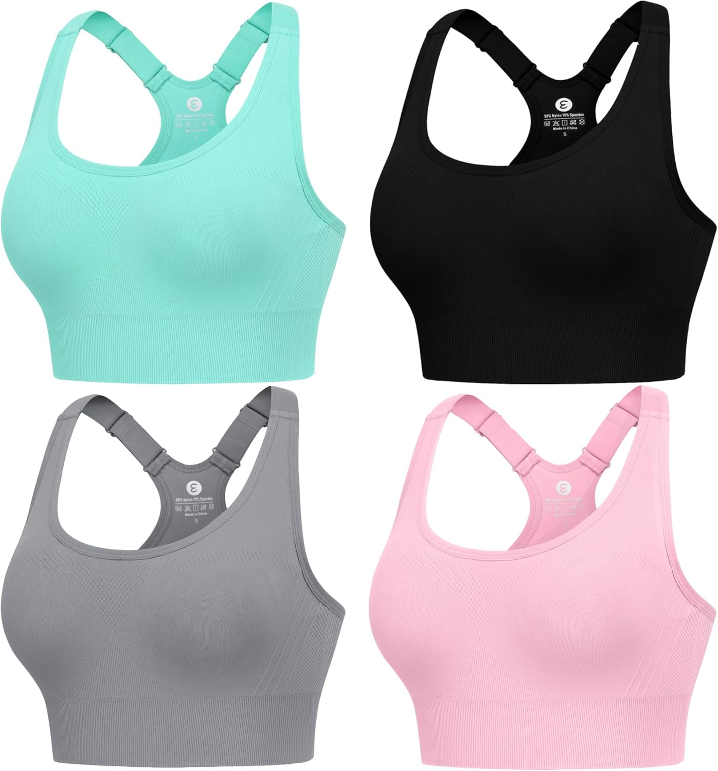 Evcute Adjustable Sports Bras for Women High Support 3/4 Pack