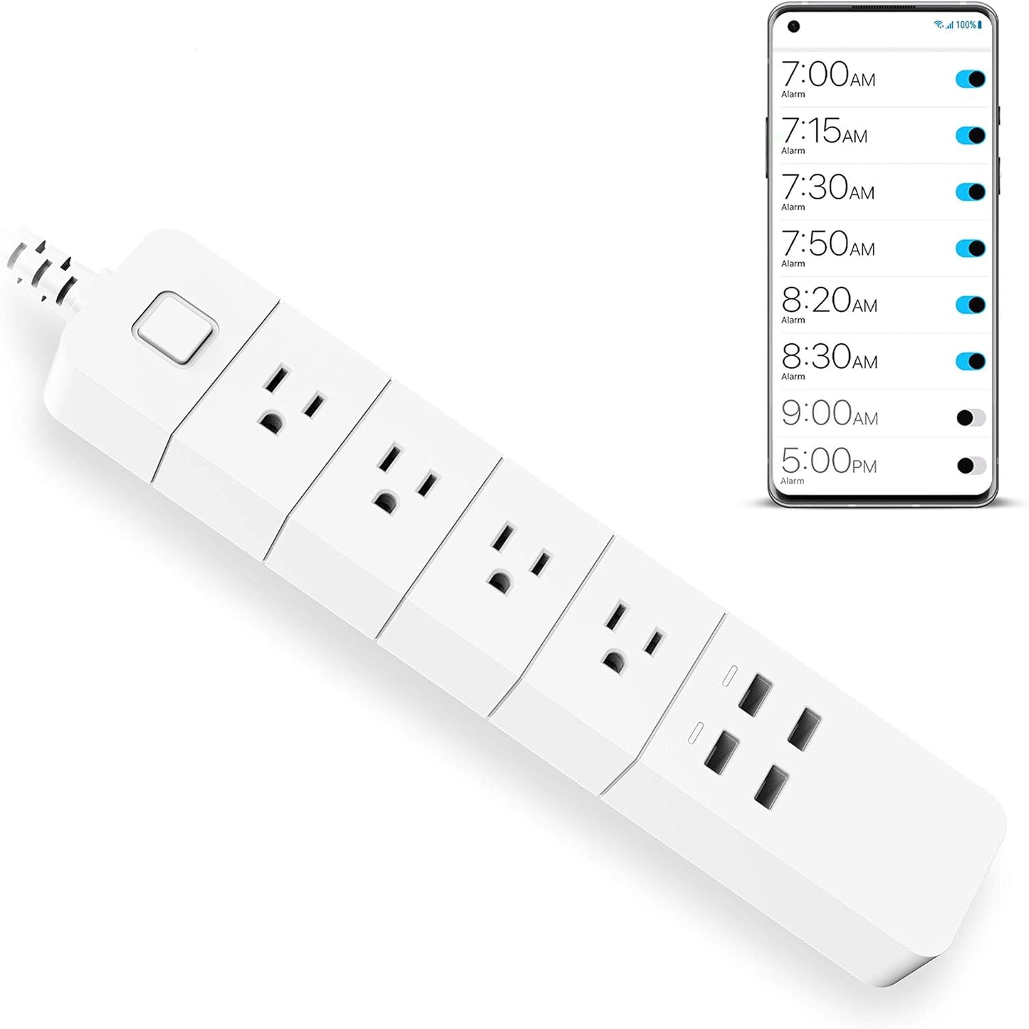 Smart Power Strip: Surge Protection, Alexa & Google Compatible