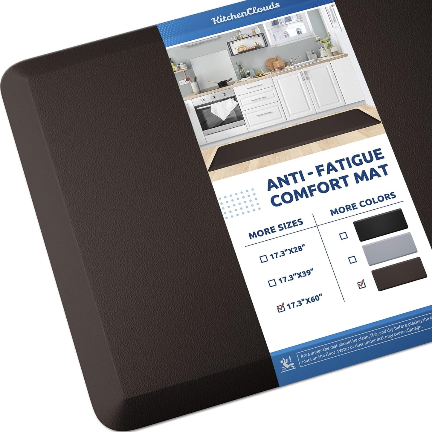 KitchenClouds Anti Fatigue Kitchen Mat 17.3x60 Waterproof Rug