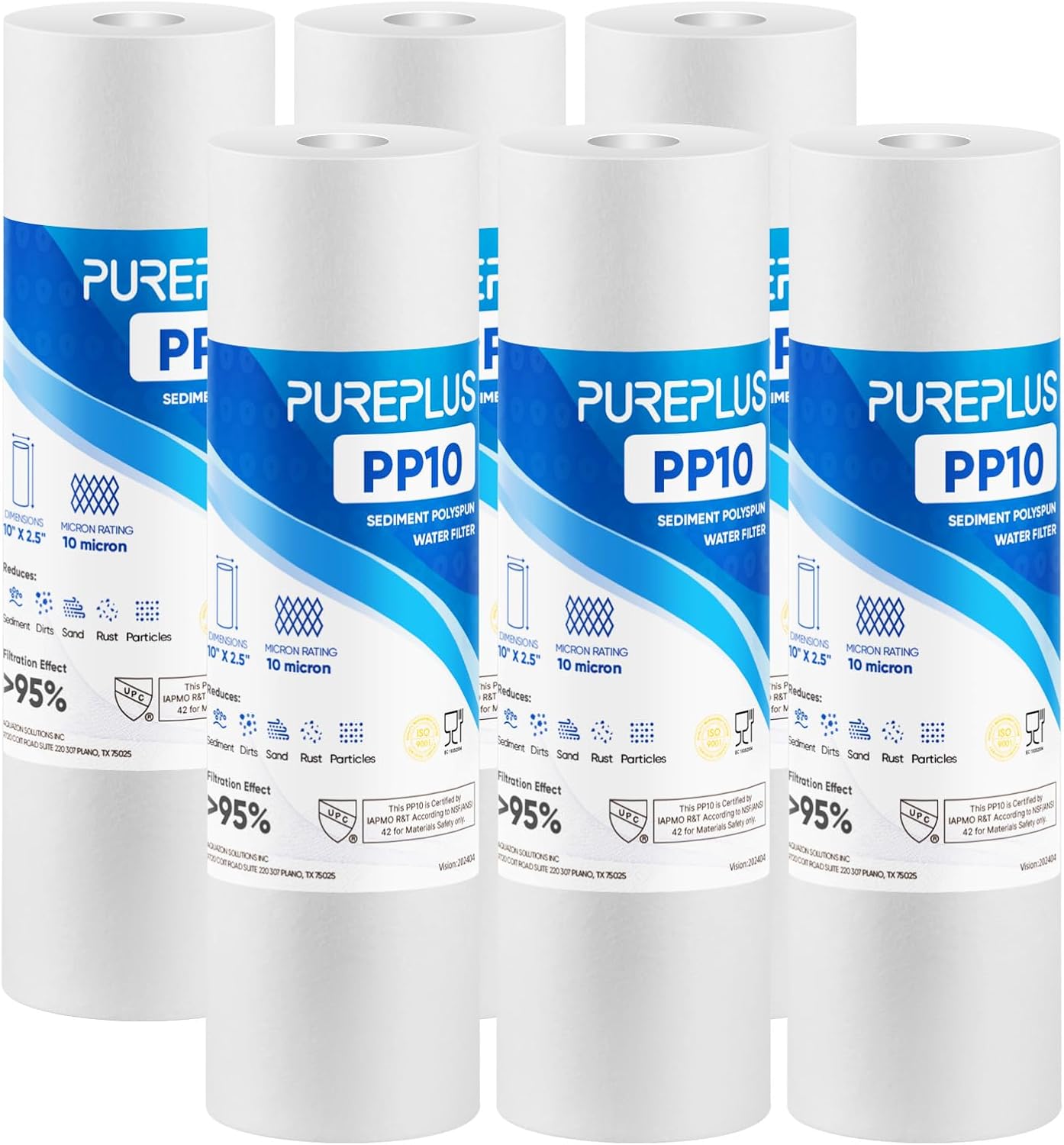 PUREPLUS 10 Micron 10 x 2.5 Whole House Water Filter Cartridge