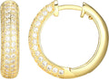 Elegant Cubic Zirconia Pave Hoop Earrings in 18k Gold Plated