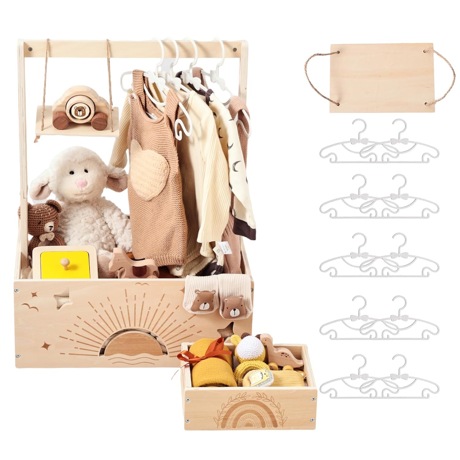 Wooden Baby Shower Crate Closet Set with Hangers by WOODEN TEETHER