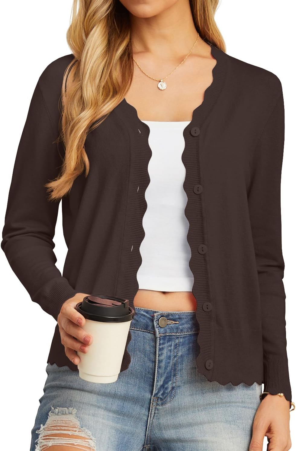 GRECERELLE Women's Long Sleeve V-Neck Cardigan for Style