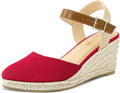 PIZZ ANNU Women's Espadrille Low Wedge Sandals - Comfortable Dressy