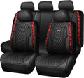 CAR PASS Nappa Leather Bling Diamond Black Red Seat Covers Full Set