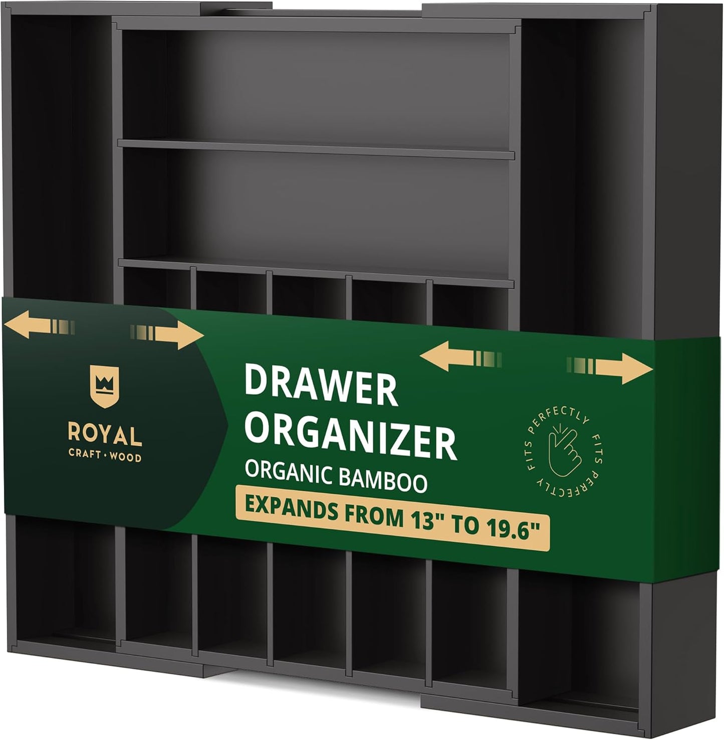 Luxury Bamboo Kitchen Drawer Organizer for Utensils and Cutlery