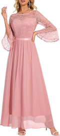 Women's Bell Sleeve Chiffon Maxi Dress - Elegant Wedding Guest Look