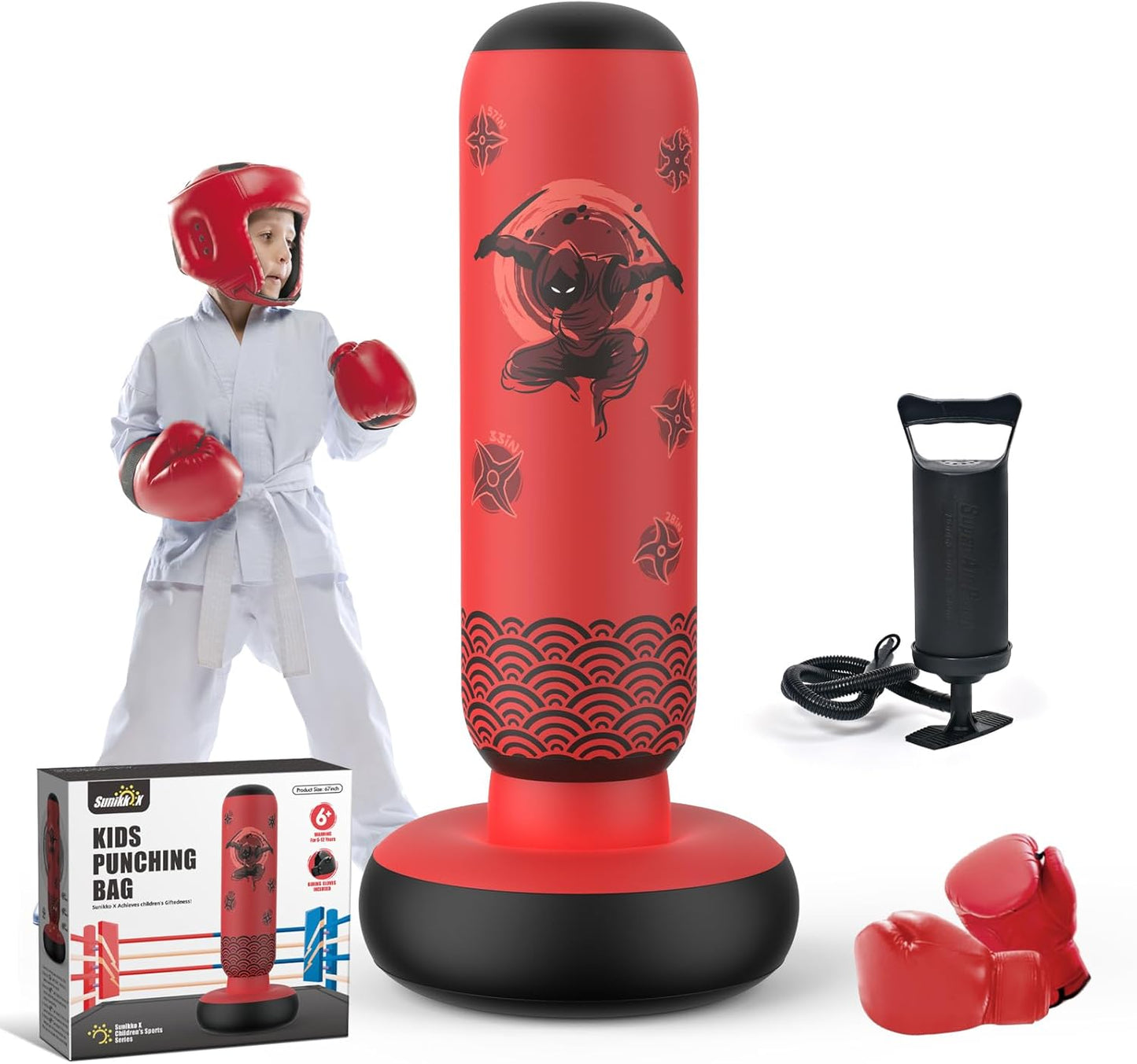 Inflatable Kids Punching Bag Set - Practice Karate Fun!