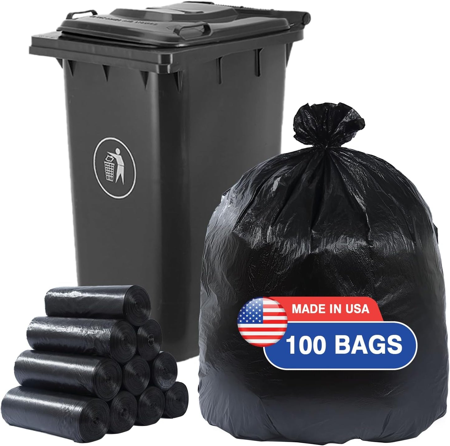 USA-Made 55-60 Gal Trash Bag Pack - 100 ct