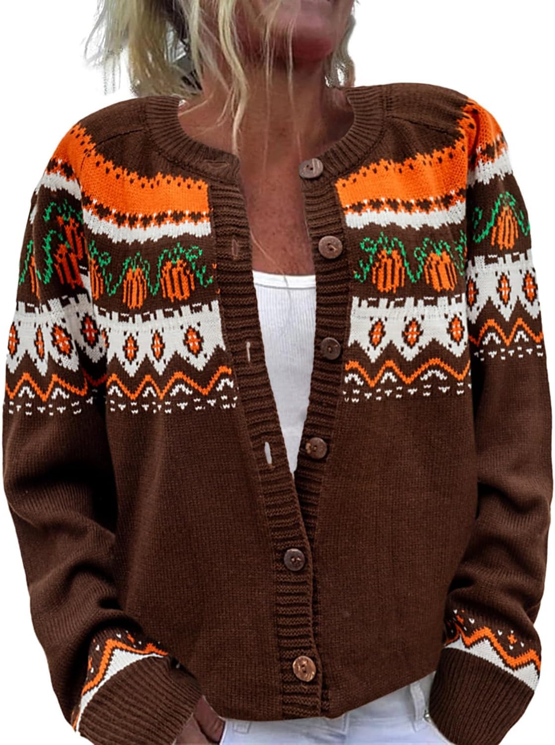 Women's Funny Fall Winter Animal Floral Cardigan Sweater
