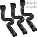 3 Pack Rain Gutter Downspout Extensions Flexible Extend 21in to 58in