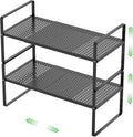 Expandable Cabinet Shelf Organizer Rack Black - Large 2 Pack