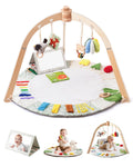 Wooden Baby Play Gym Mat - Anti-Slip Tummy Time Activity Mat