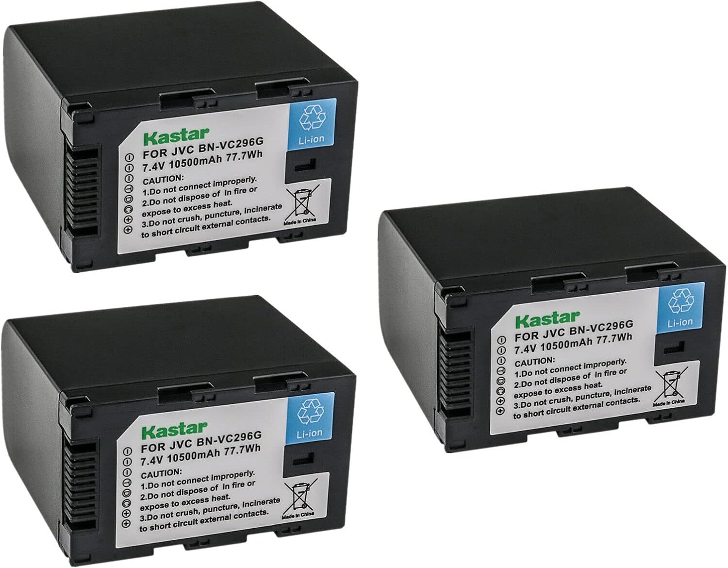 Kastar 3-Pack BN-VC296G 7.4V 10500mAh Battery Replacement