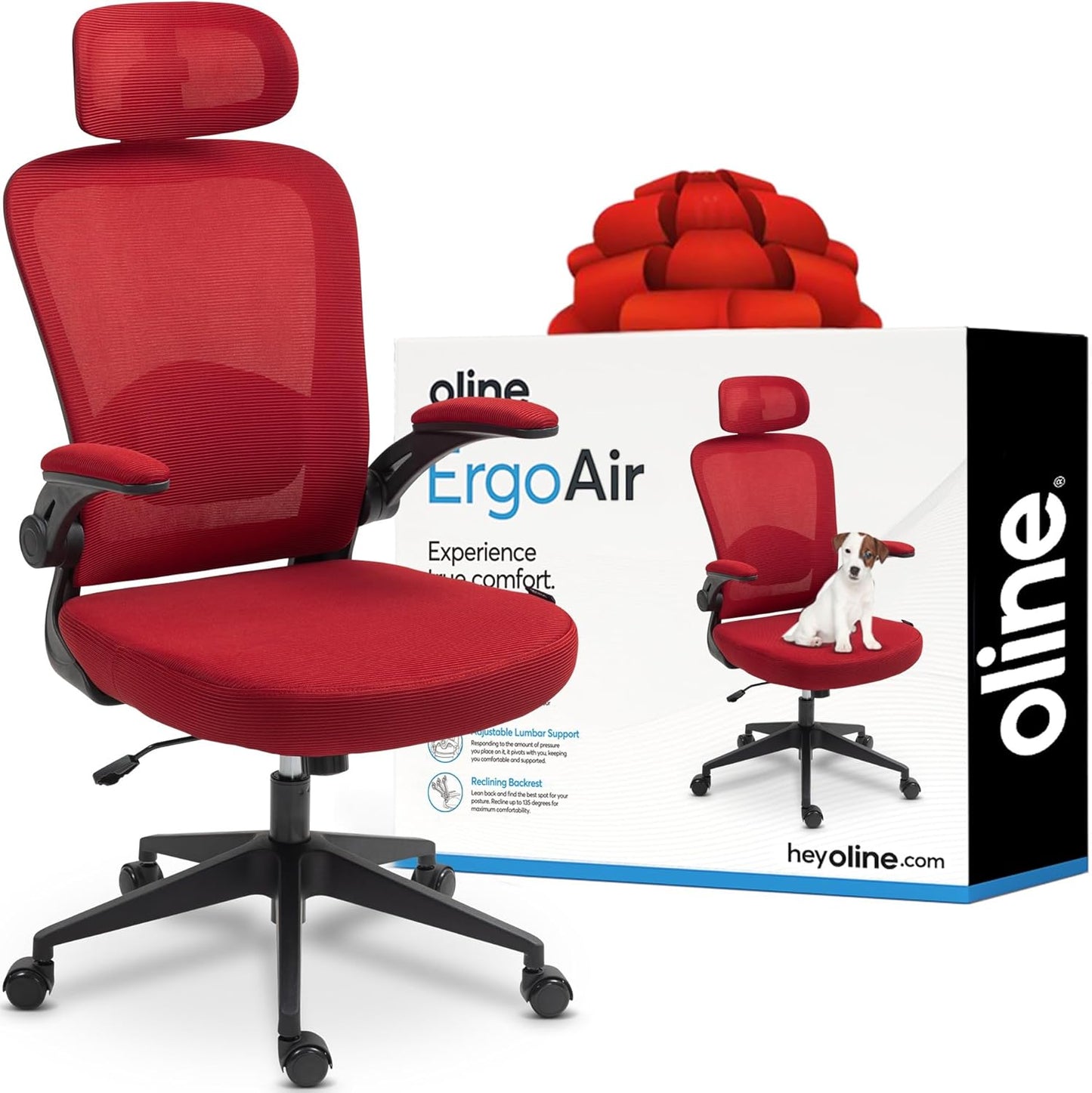 Adjustable Lumbar Support Gaming Chair in Red