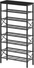 8 Tier Shoe Rack Black - Holds 32 Pairs, Large Capacity Organizer