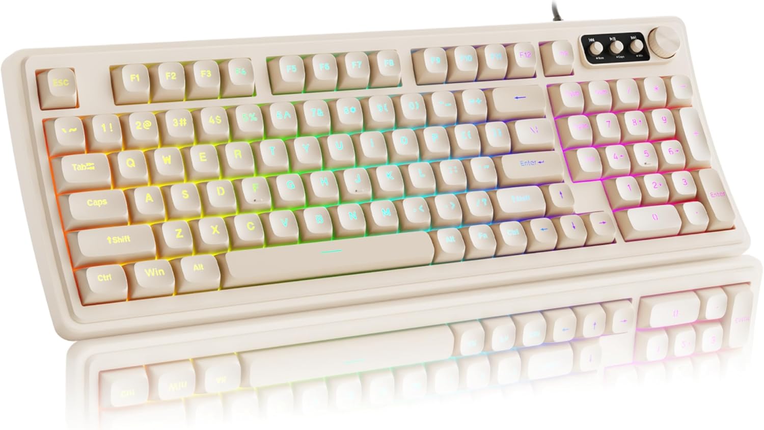 EWEADN V97 Cute Creamy Keyboard with RGB Backlit Features