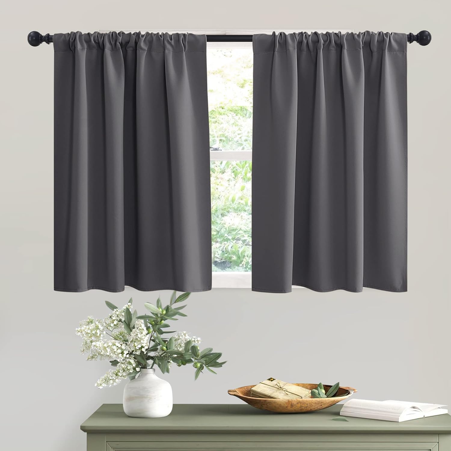 Energy Saving Privacy Curtains Set - 42x36 Grey (Set of 2)