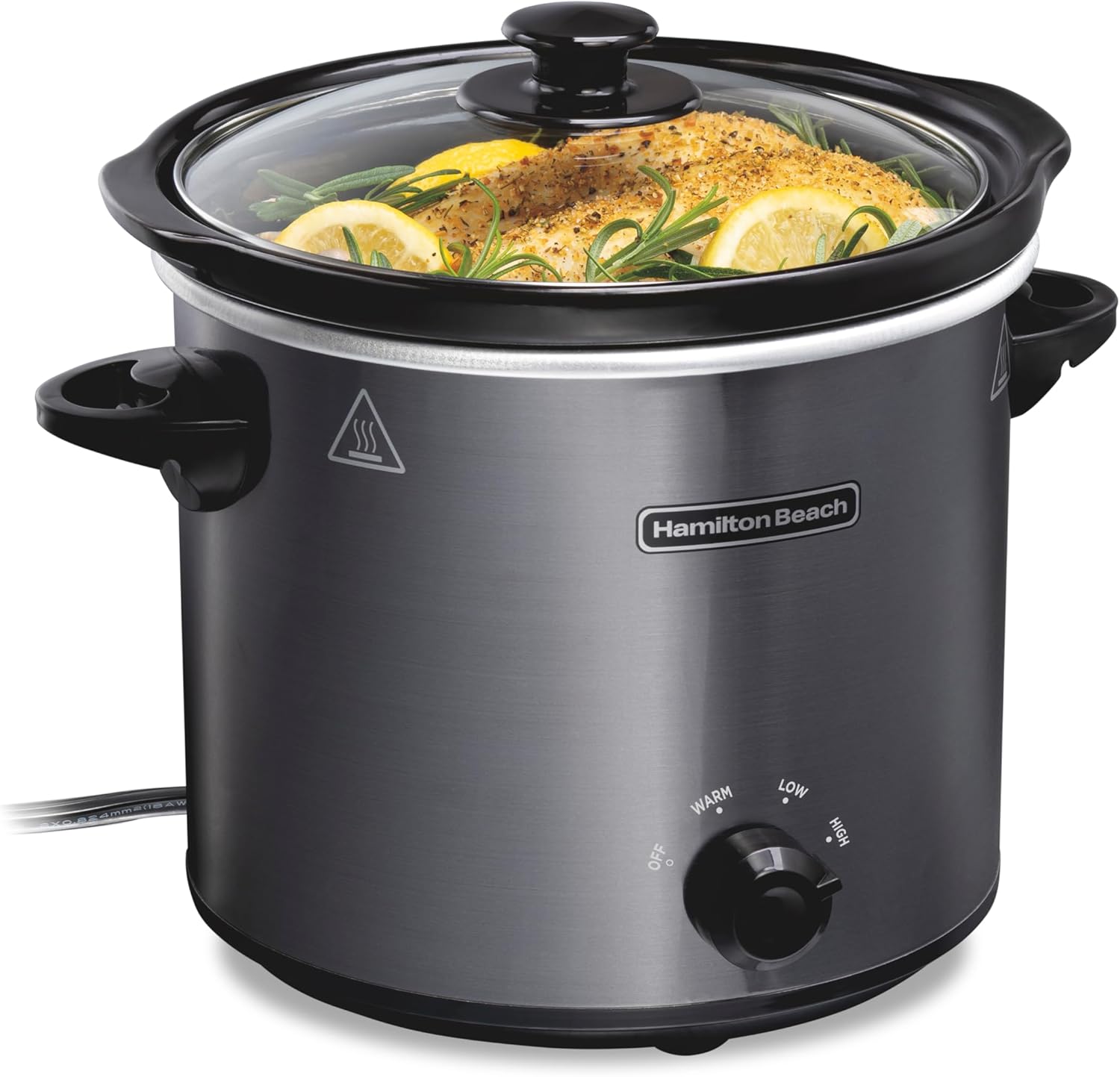 Hamilton Beach 4-Qt Slow Cooker: 3 Cooking Settings, Dishwasher-Safe, Brushed Gray