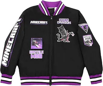 Stylish Minecraft Bomber Jacket for Boys - Cozy Winter Wear