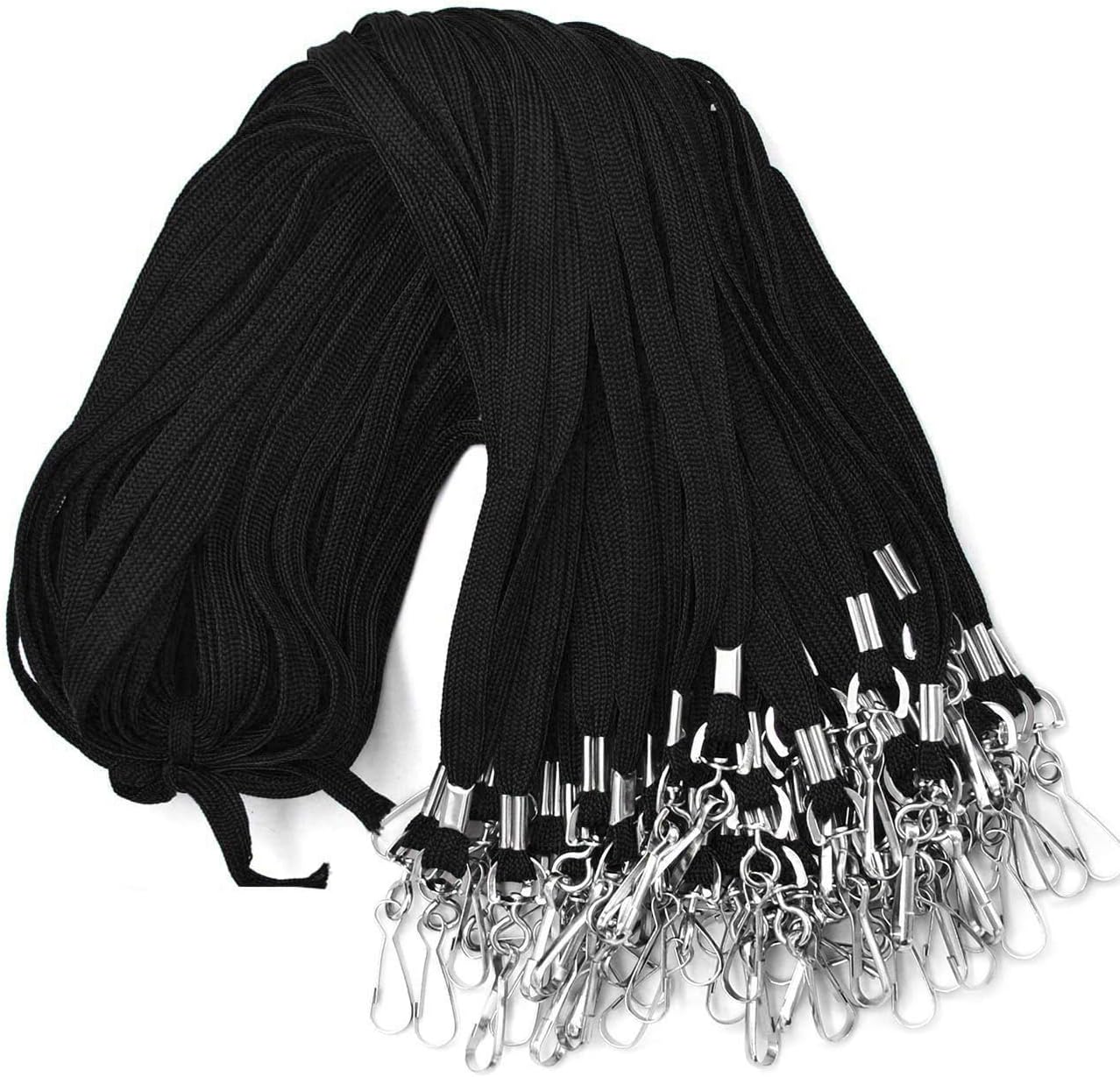 Beebel Lanyards 100 Pack Black Lanyards for ID Badge Holders
