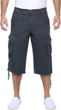 X RAY Men's Belted Long Cargo Shorts - Durable Cotton Below Knee come