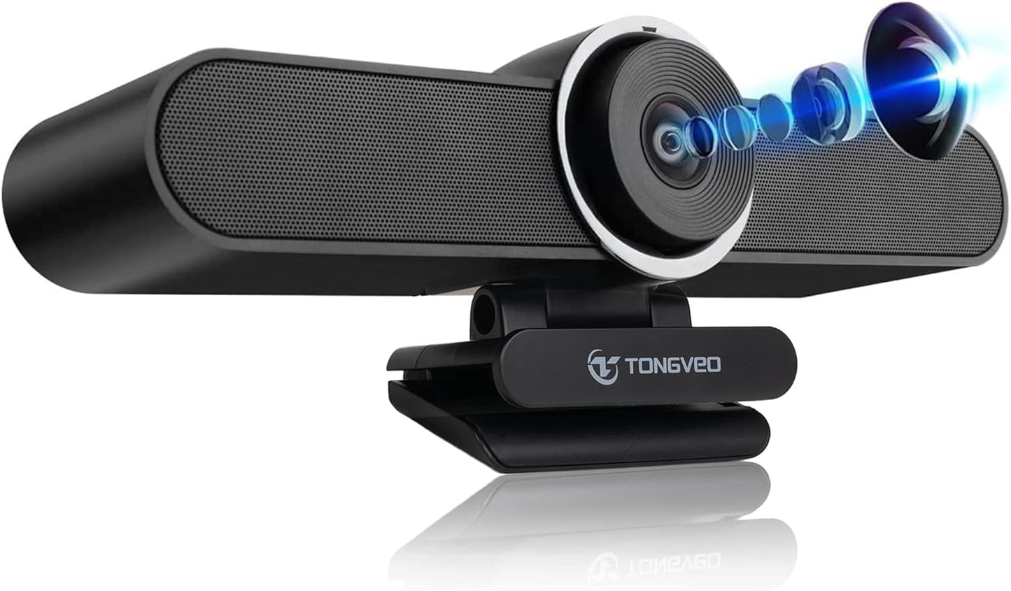 4K Webcam Conference Call with Dual Microphones & Speaker
