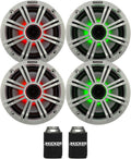 KICKER 6.5 in White LED Marine Speakers (Qty 4) - RGB Lighting