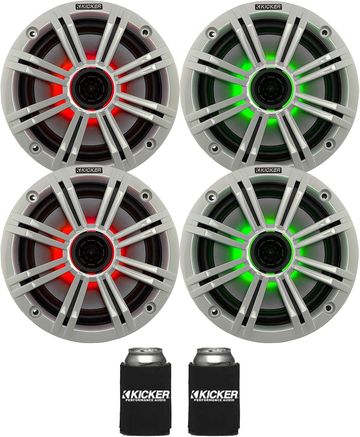 KICKER 6.5 in White LED Marine Speakers for Ultimate Sound