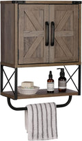 Farmhouse Rustic Medicine Cabinet with Two Barn Door - Wall Storage