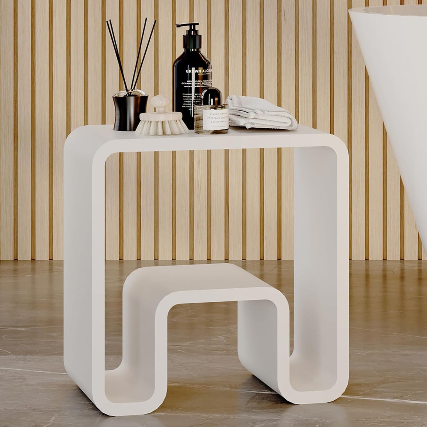 Modern Shower Stool with Dual Storage - 440 lbs Capacity
