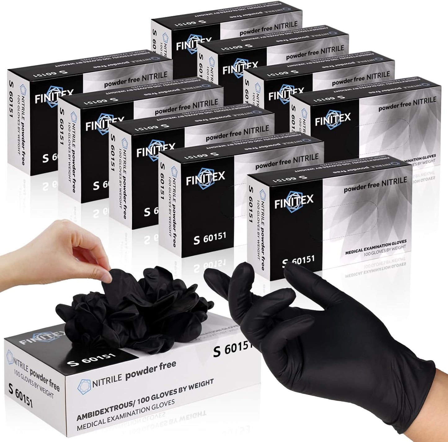 FINITEX Black Nitrile Disposable Gloves for Any Occasion Use