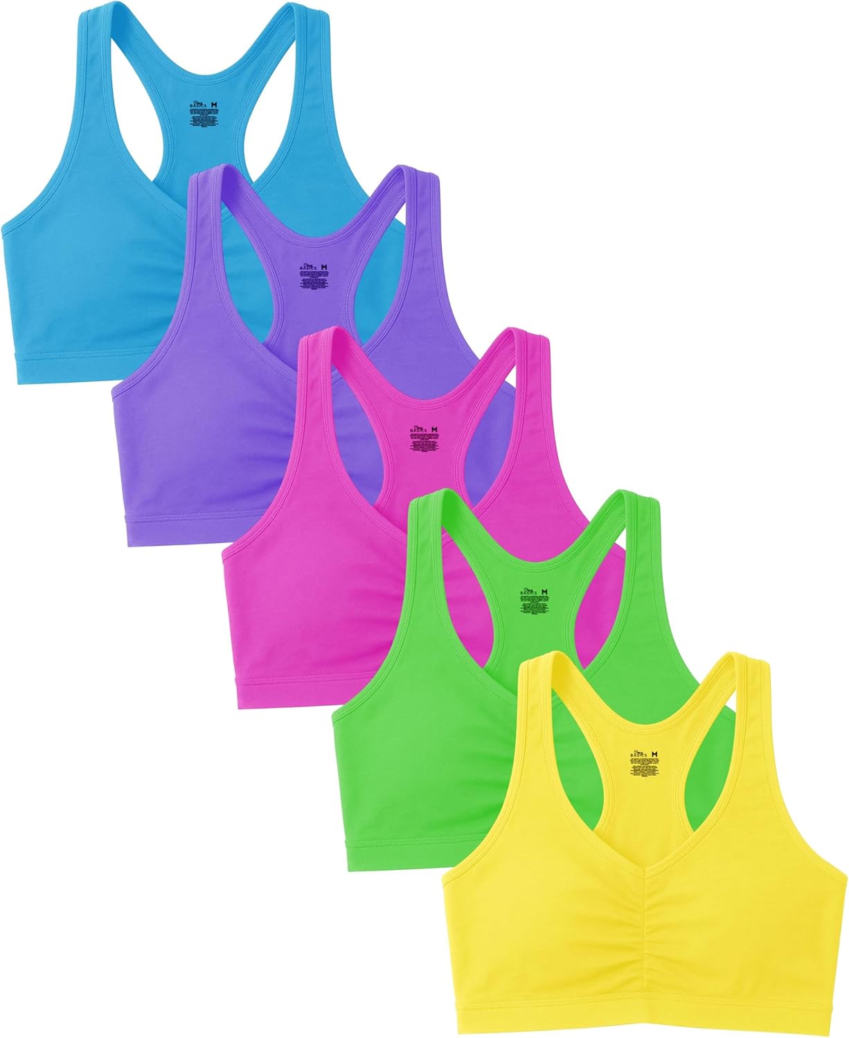 Sexy Basics Women's Cotton Spandex Racer Back Sports Bras