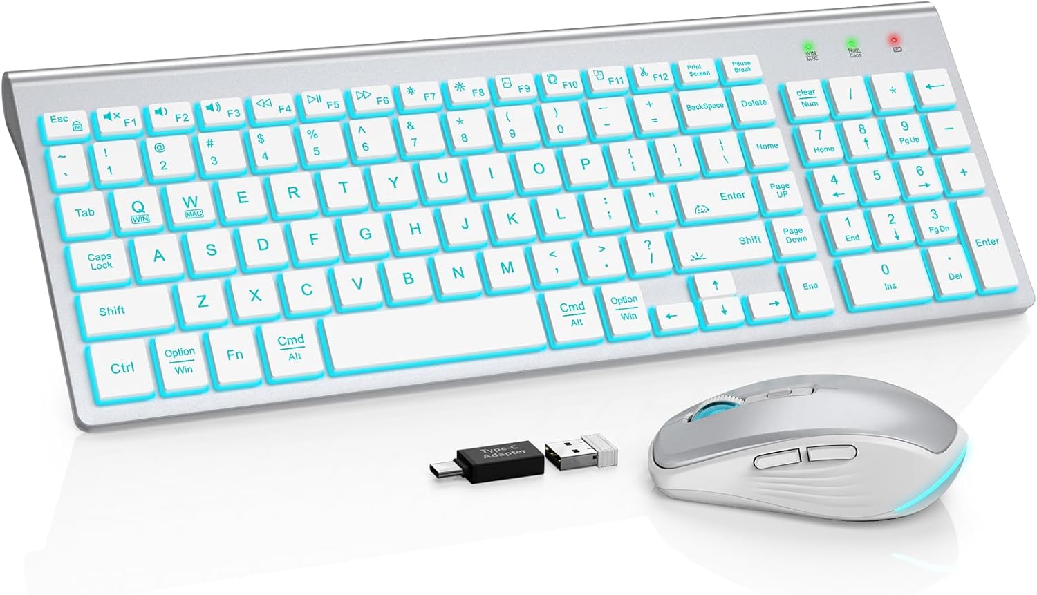 SABLUTE Backlit Wireless Keyboard & Mouse - Compact & Quiet
