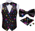 Mens Christmas Vest and Bow Tie Set - Silk Blend Holiday Waistcoat
