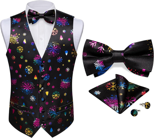 DiBanGu Mens Christmas Suit Vest Set for Holiday Celebrations
