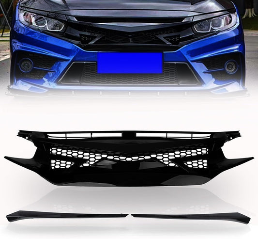 PartsFlow Honeycomb Mesh Grille for 2016-2021 Honda Civic Si