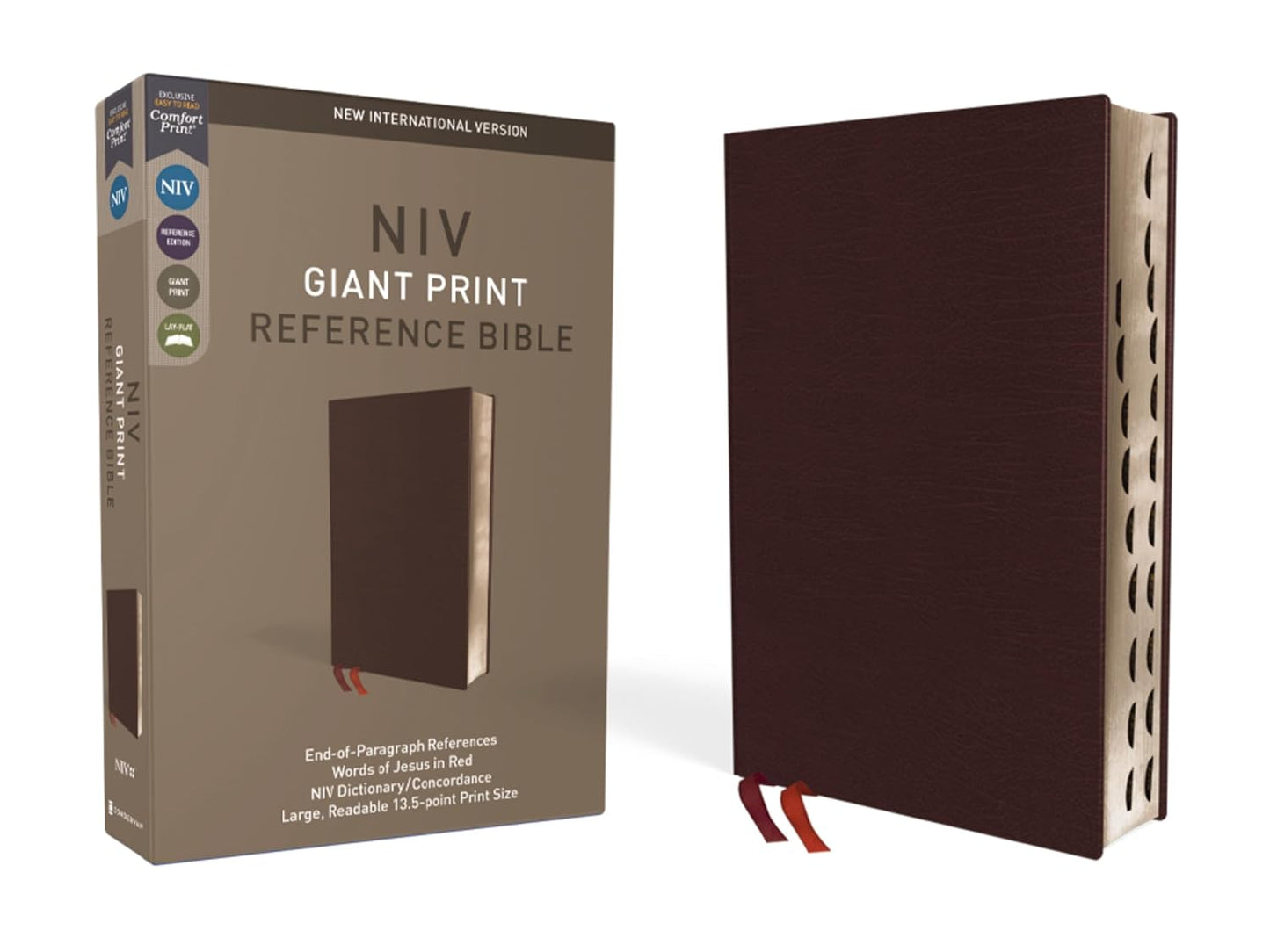 NIV Reference Bible Giant Print Bonded Leather Burgundy Red Letter