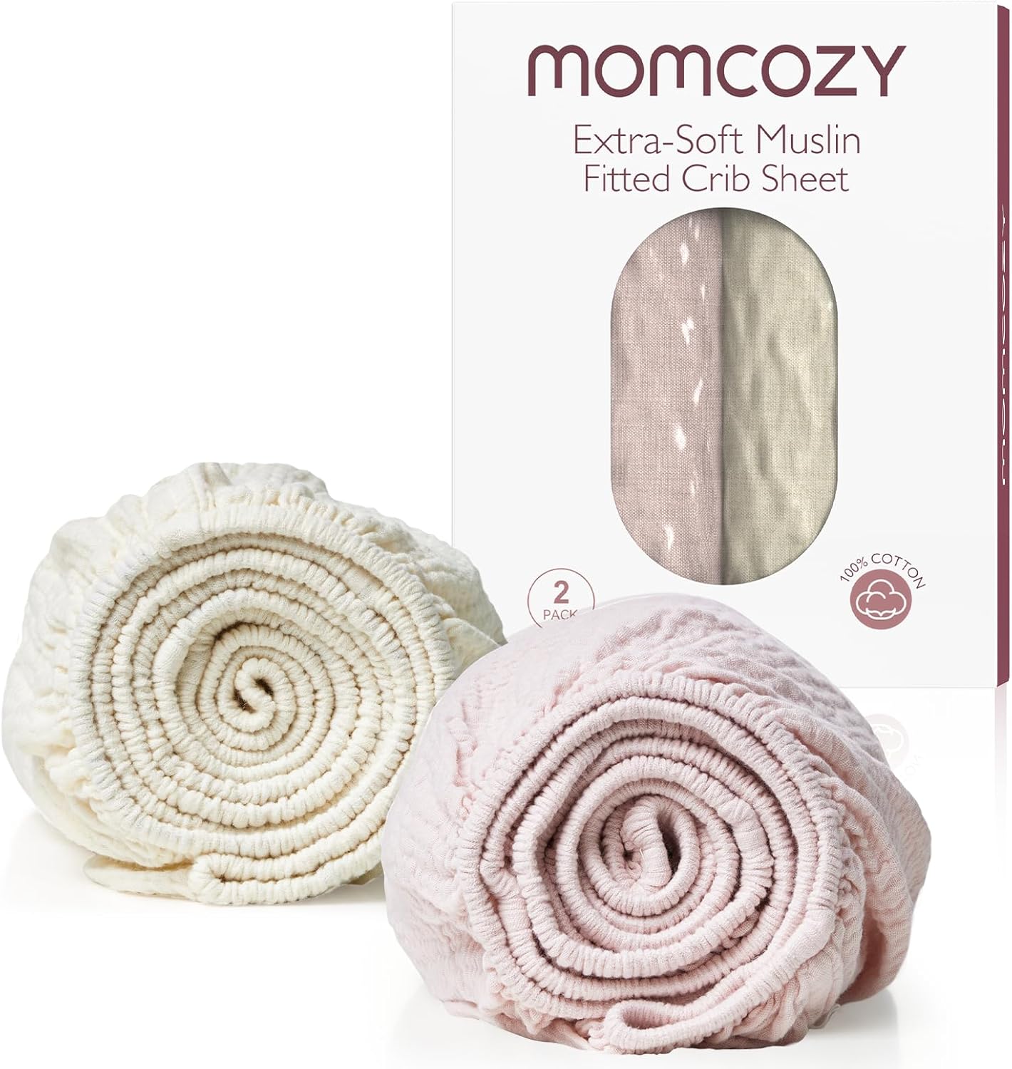 Momcozy Muslin Fitted Crib Sheets for Comfortable Baby Sleep