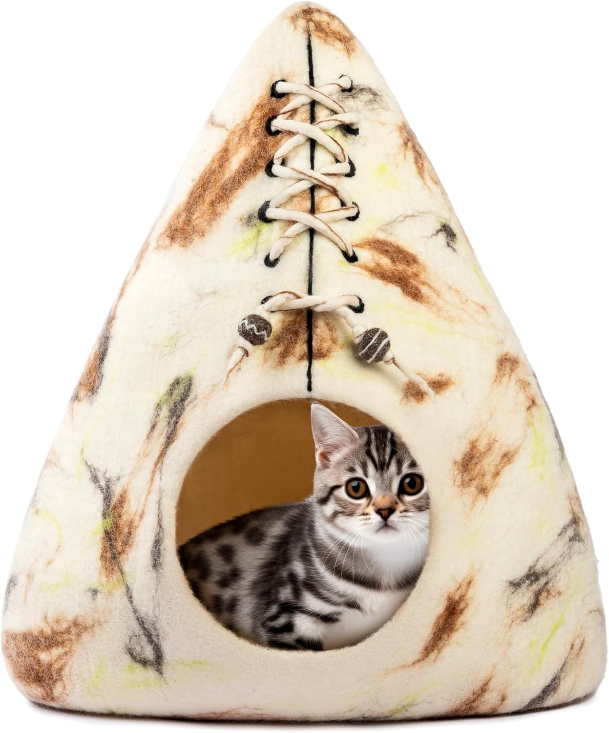 Luxurious Eco-Friendly Merino Wool Cat Cave Bed for Cozy Cats