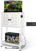 5-10 Gallon Fish Tank Stand with Cabinet and Power Outlets - Sturdy