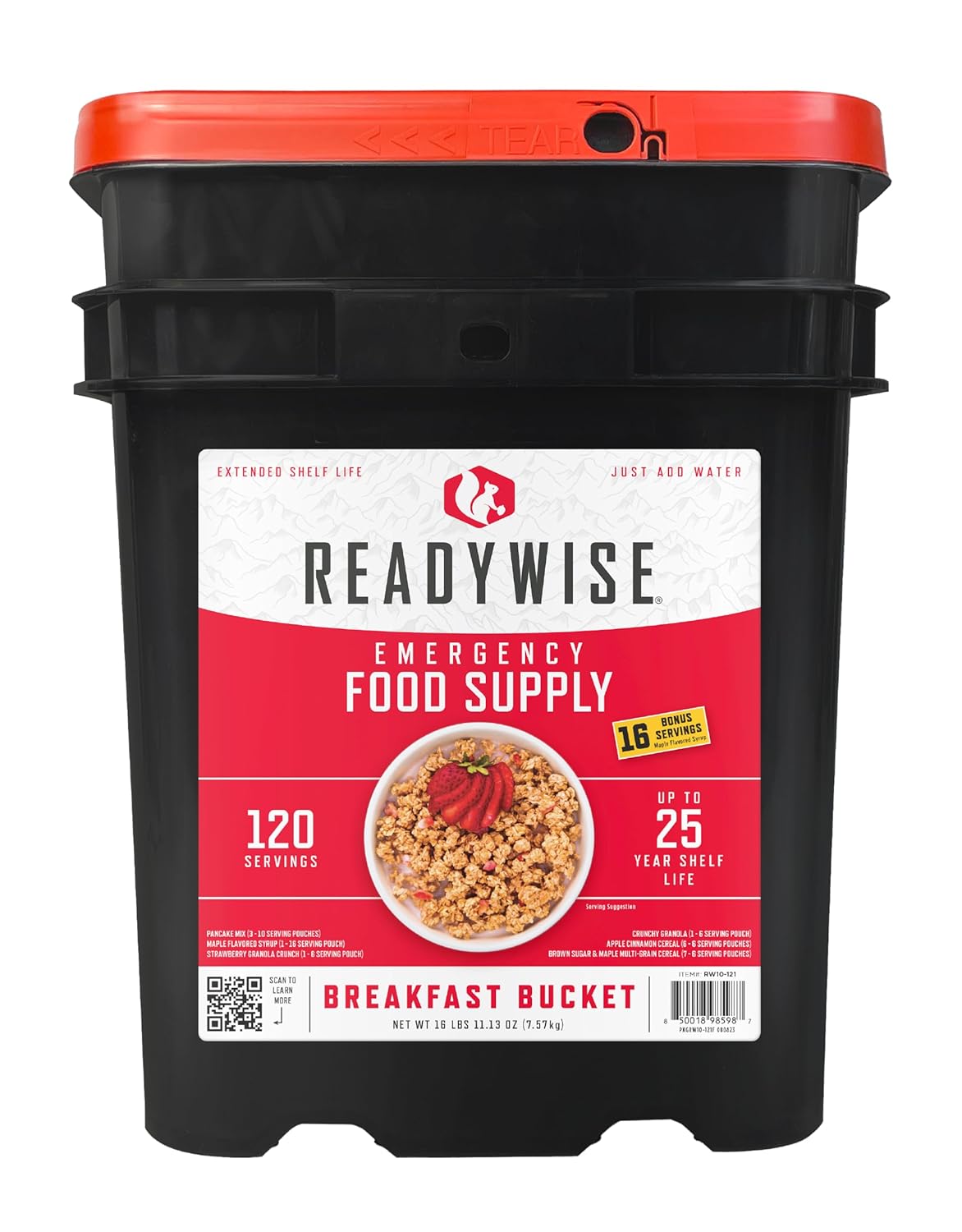 ReadyWise Emergency Food Supply - 120 Servings Breakfast Bucket