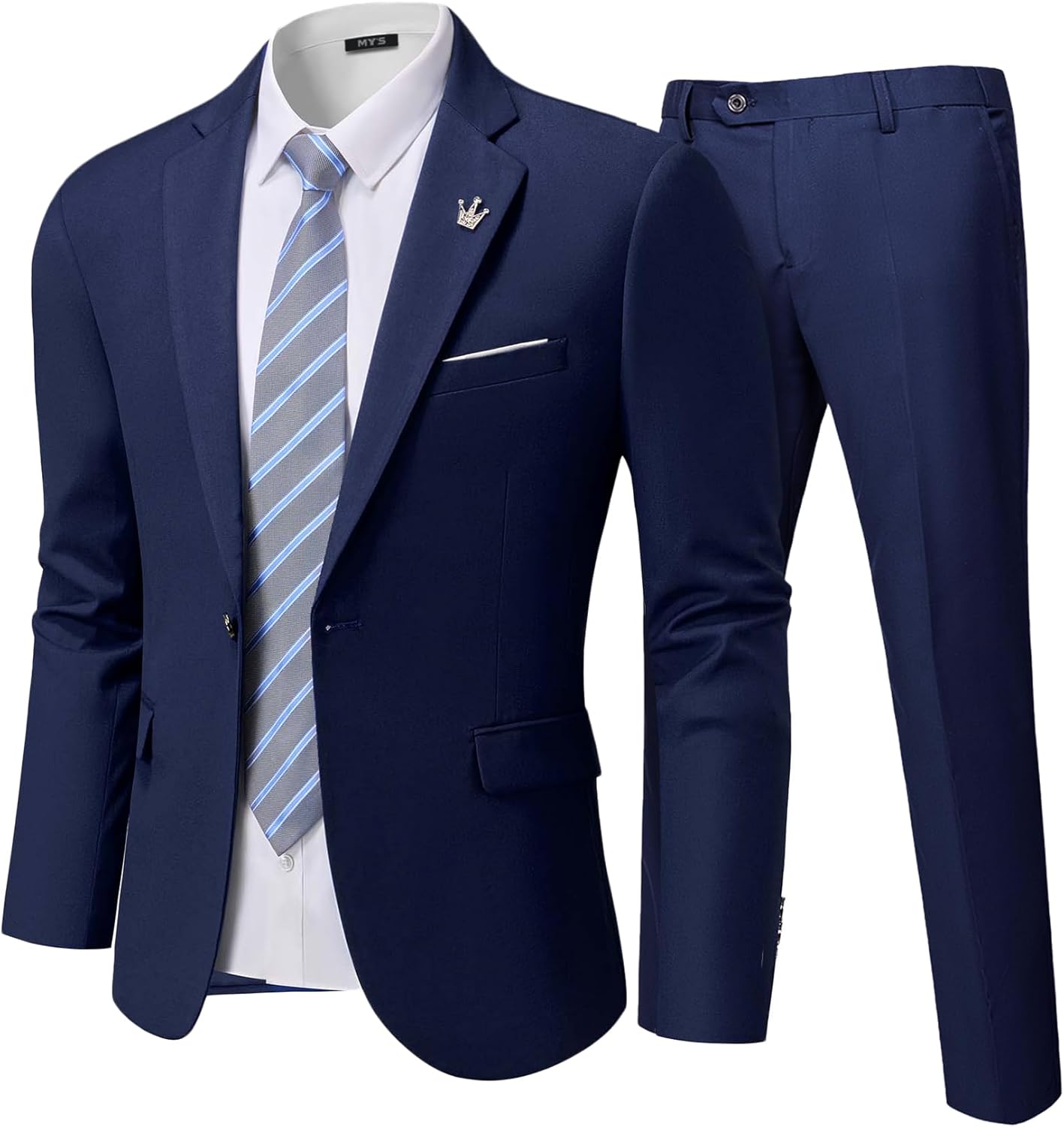MY'S Men's 2 Piece Slim Fit Suit with One Button Jacket Set