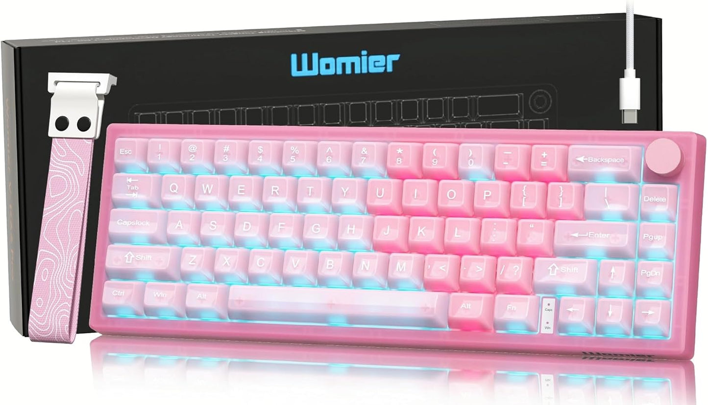 Womier 60% Pink Gaming Mechanical Keyboard with RGB Lighting
