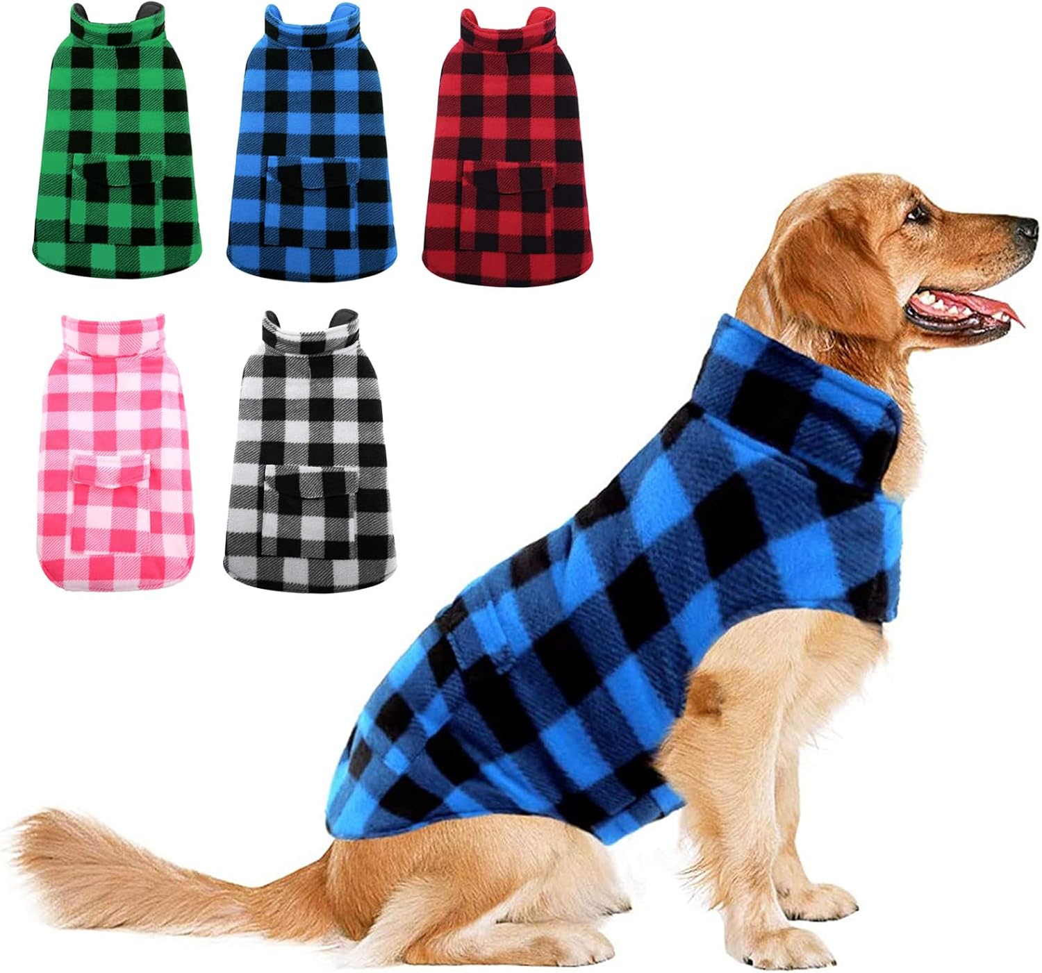 ASENKU Dog Winter Coat - Reversible Fleece Jacket for Dogs